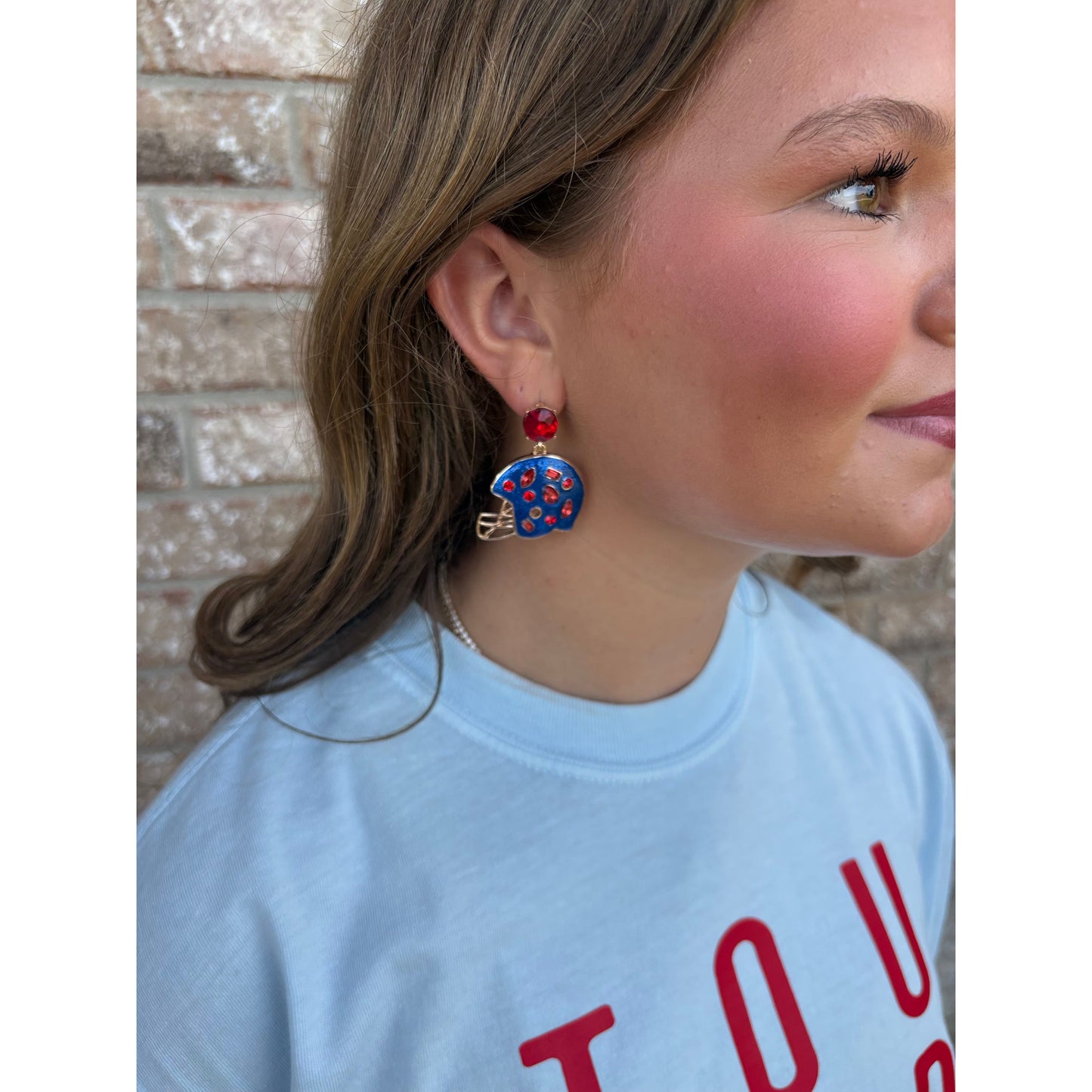 Halsey Helmet Earring Blue Red
