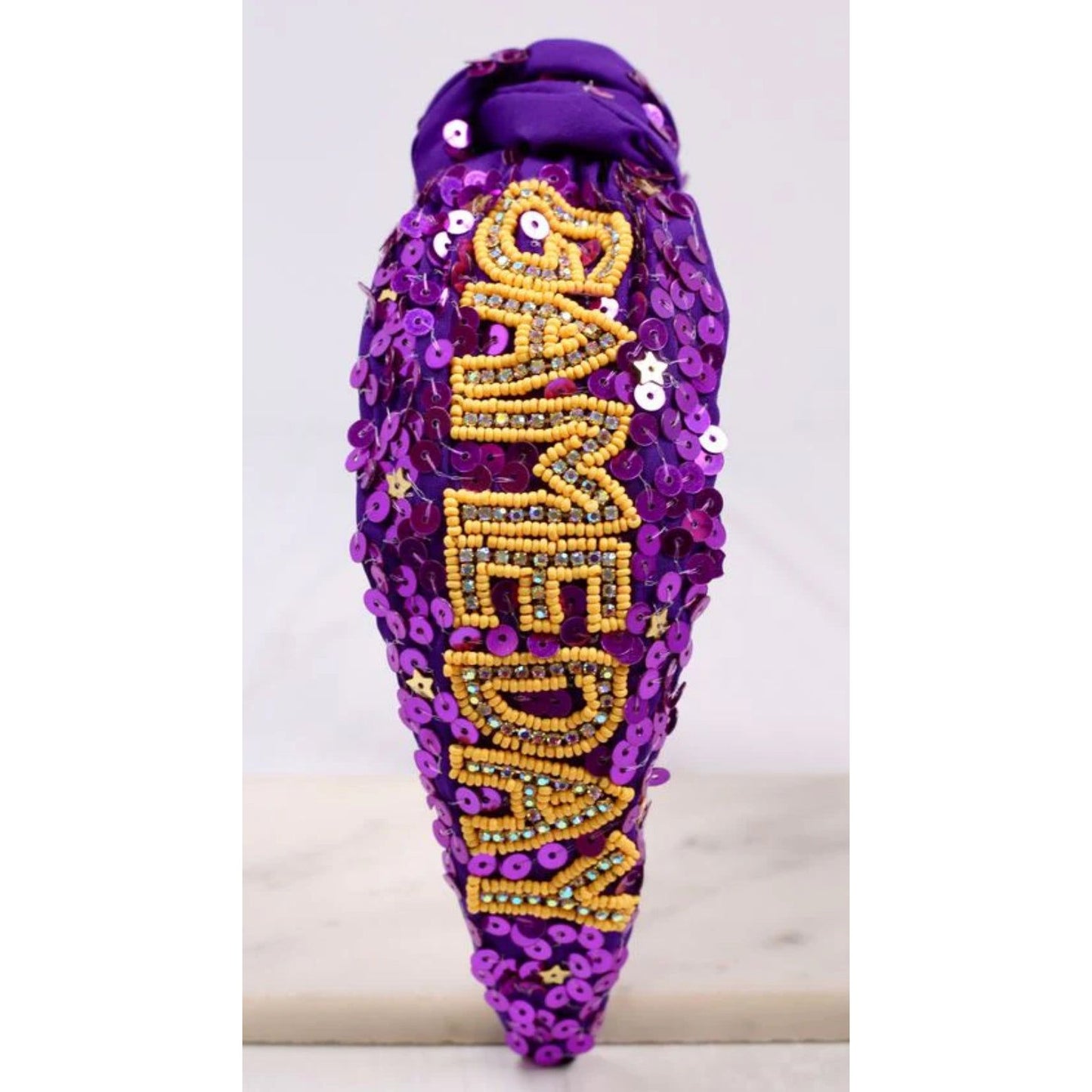 Game Day Sequin Headband Purple Yellow