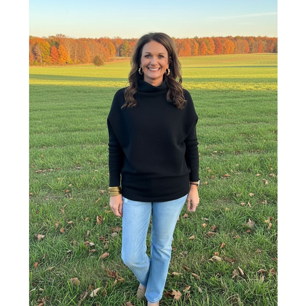 Lady in black sweater