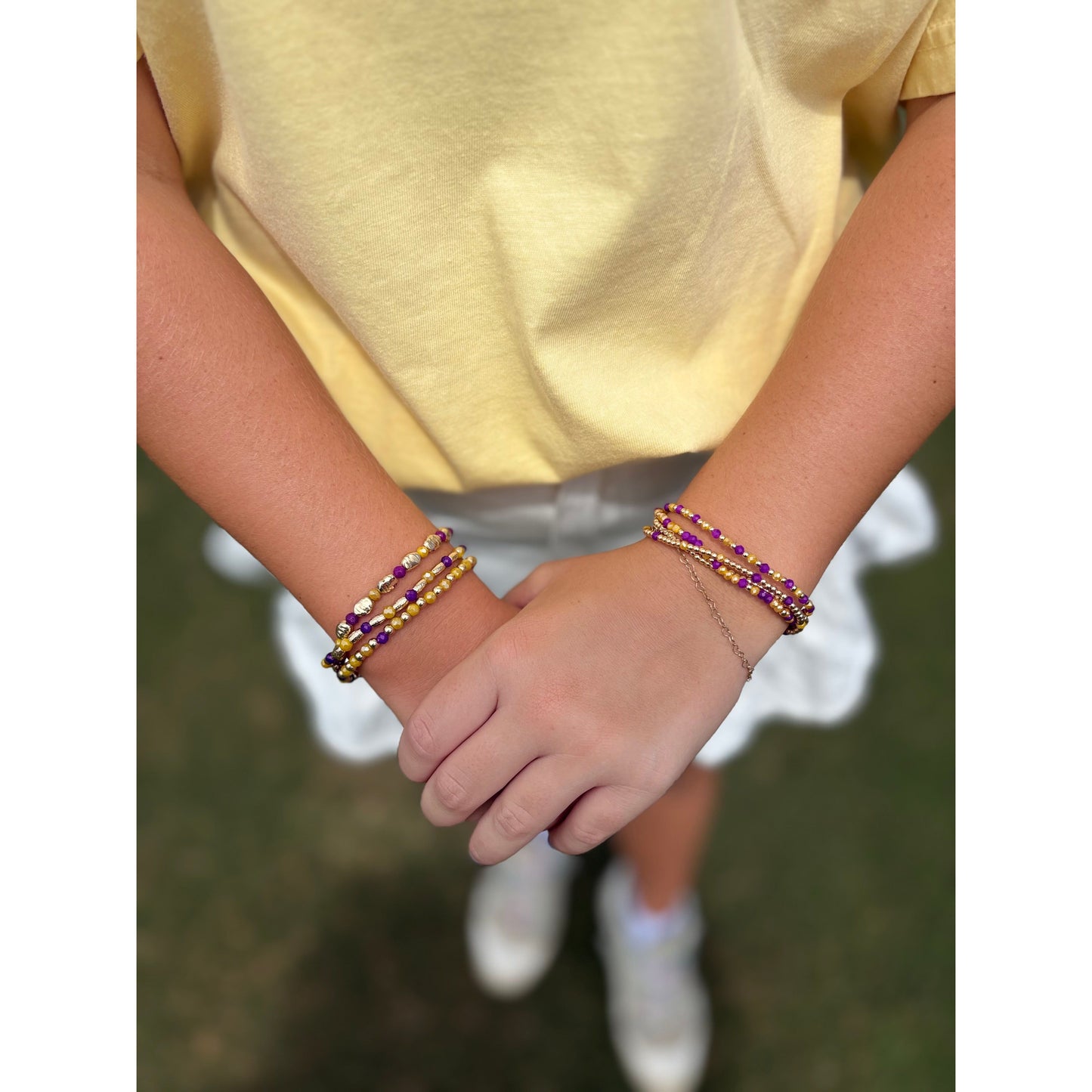 Lottie Beaded Bracelet Set Purple Gold