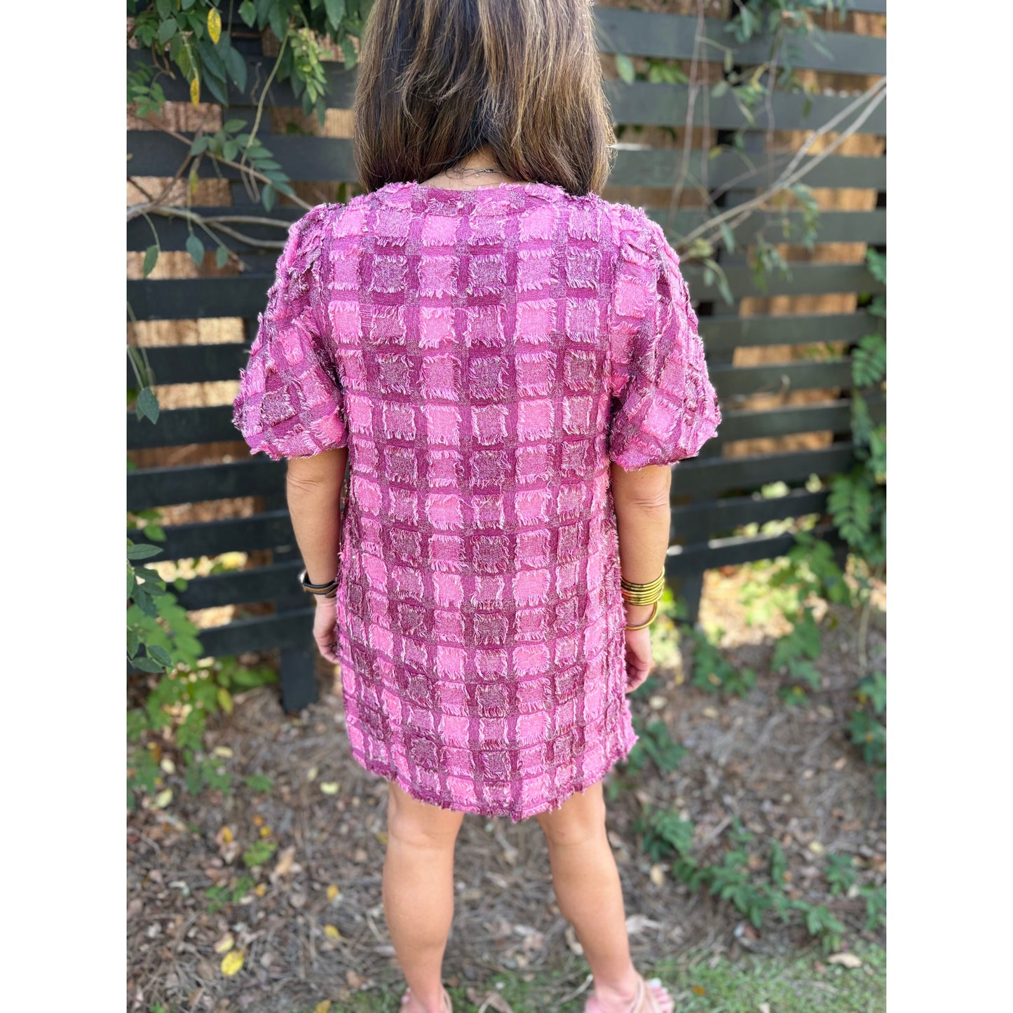 Julia Fringe Plaid Mini Dress