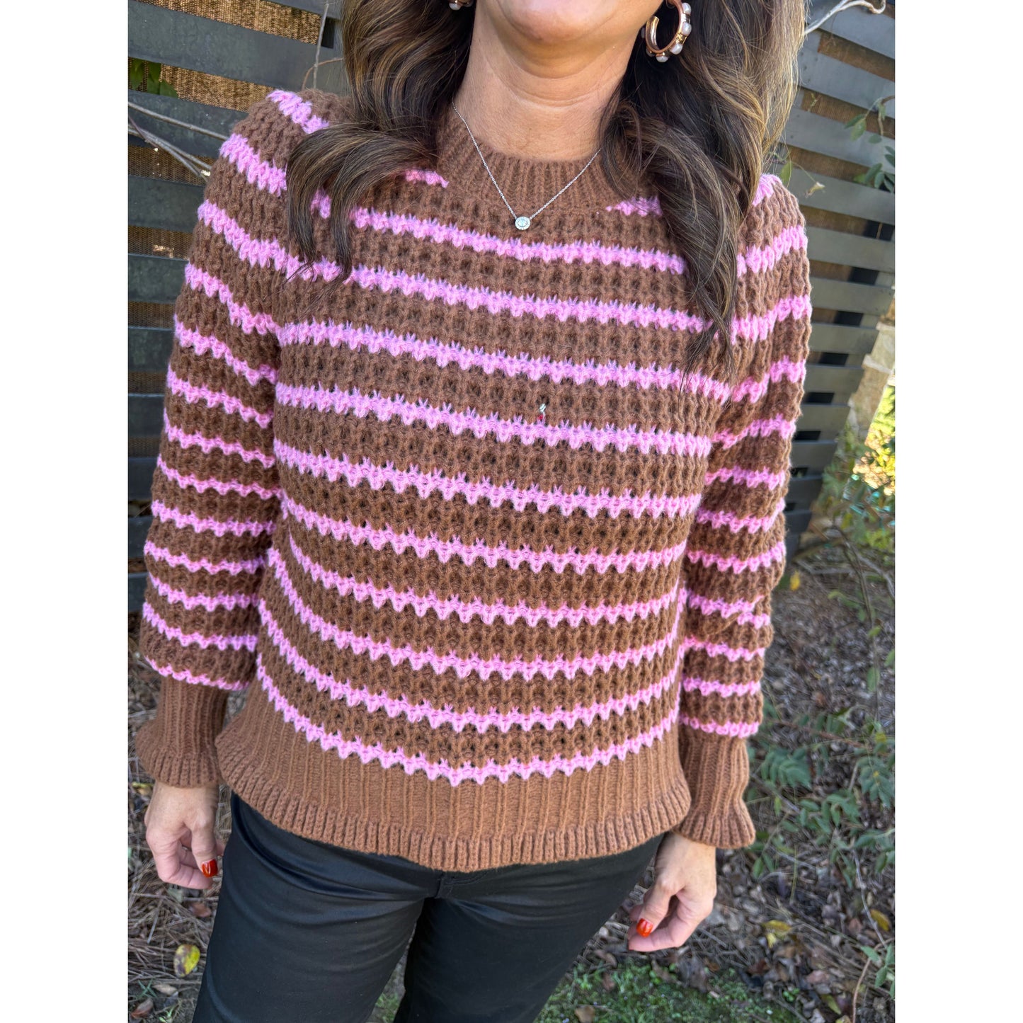 Sarah Striped Crochet Knit Sweater
