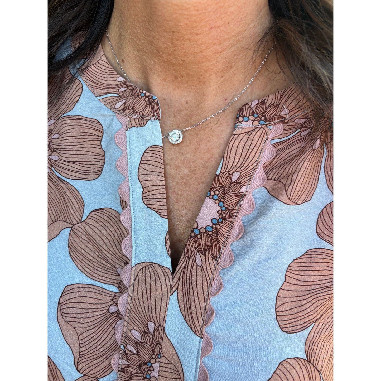 Merri Floral Print Blouse - Blue