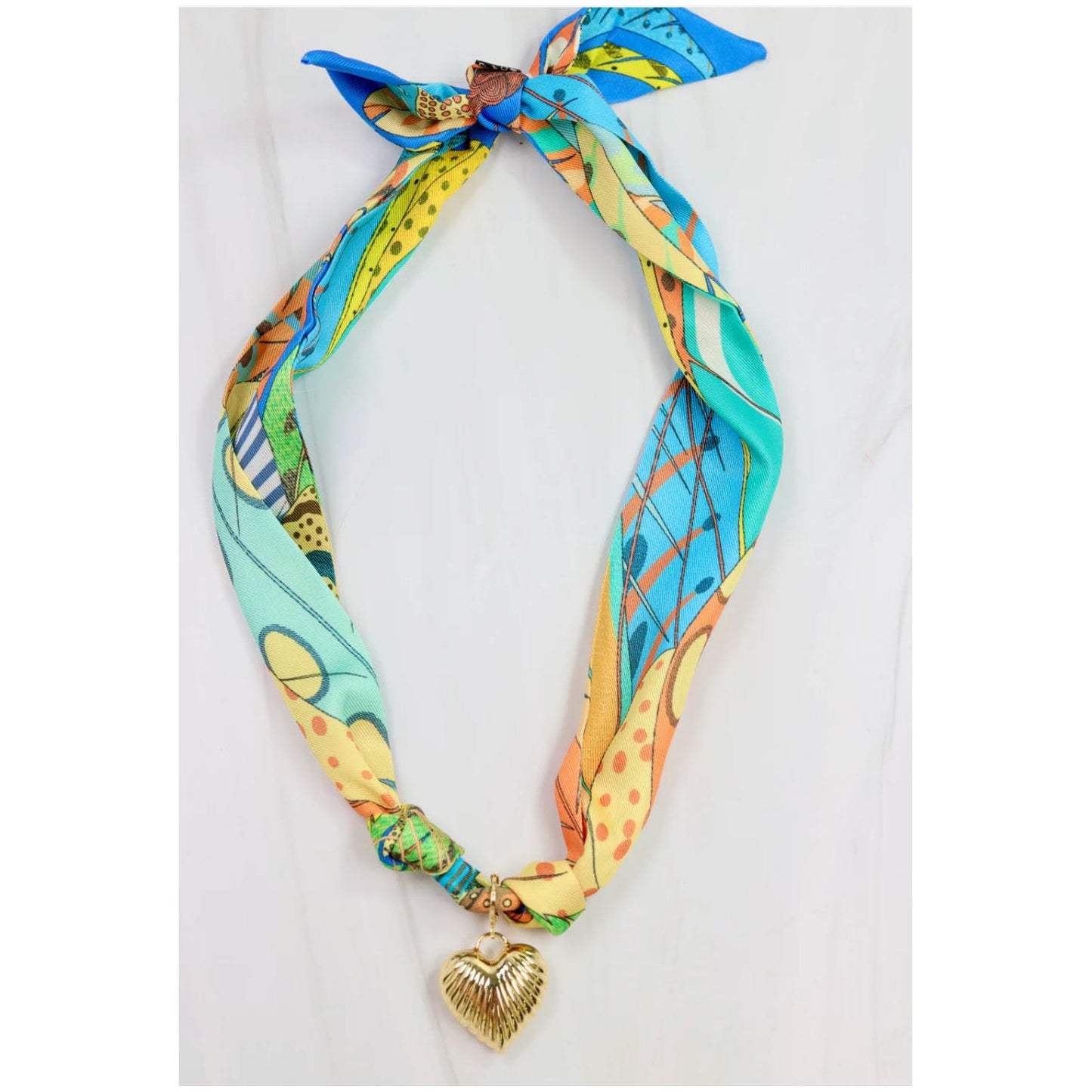 Lillie Scarf Charm Necklace Orange Turquoise