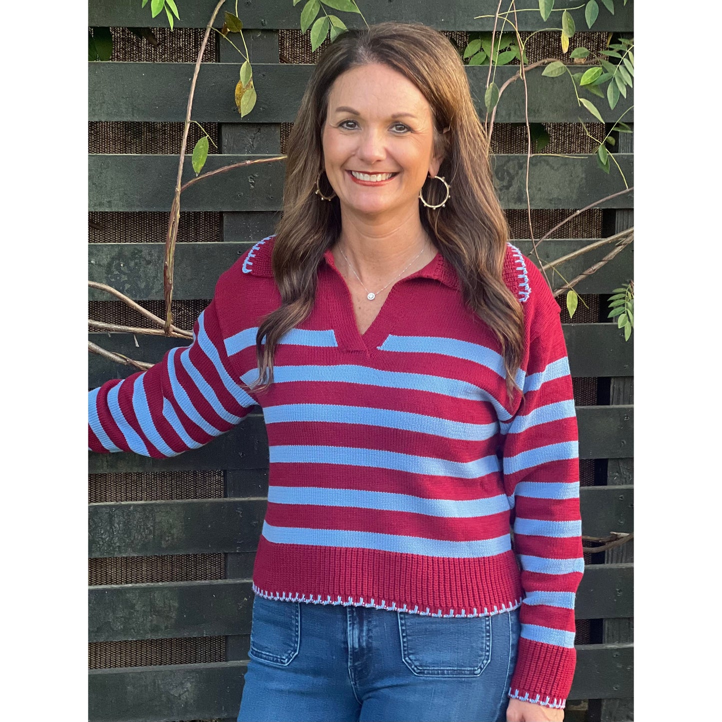 Blair Striped Collared Sweater