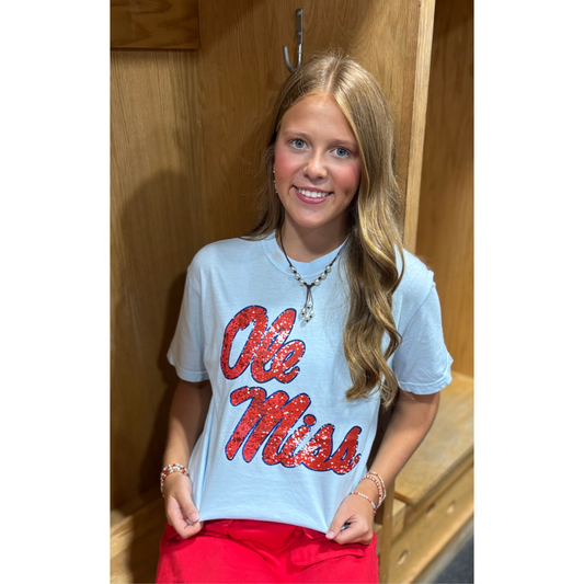 Faux Sequins Ole Miss Rebels Graphic Tee