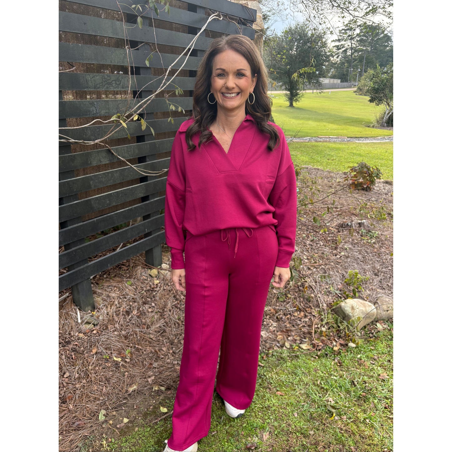 Scuba Pullover and Pants Set - Cabernet
