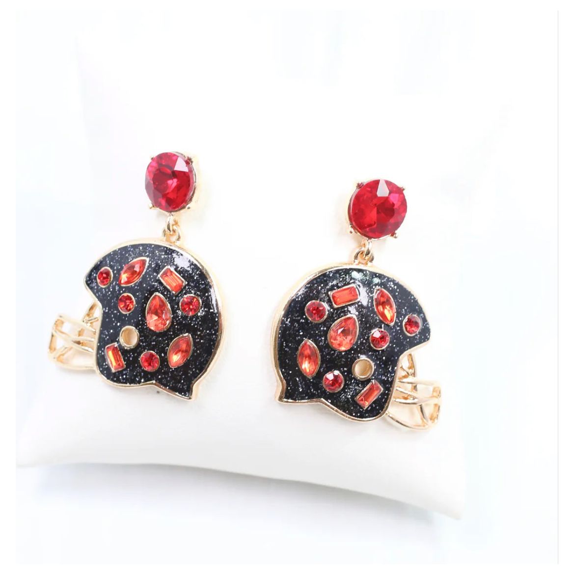 Halesy Helmet Earring Black Red