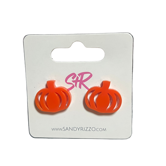 Acrylic Pumpkin Stud Earrings