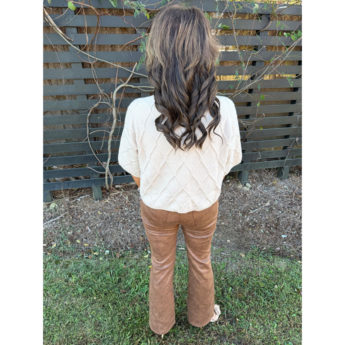 Ecru Diamond Textured Sweater Top