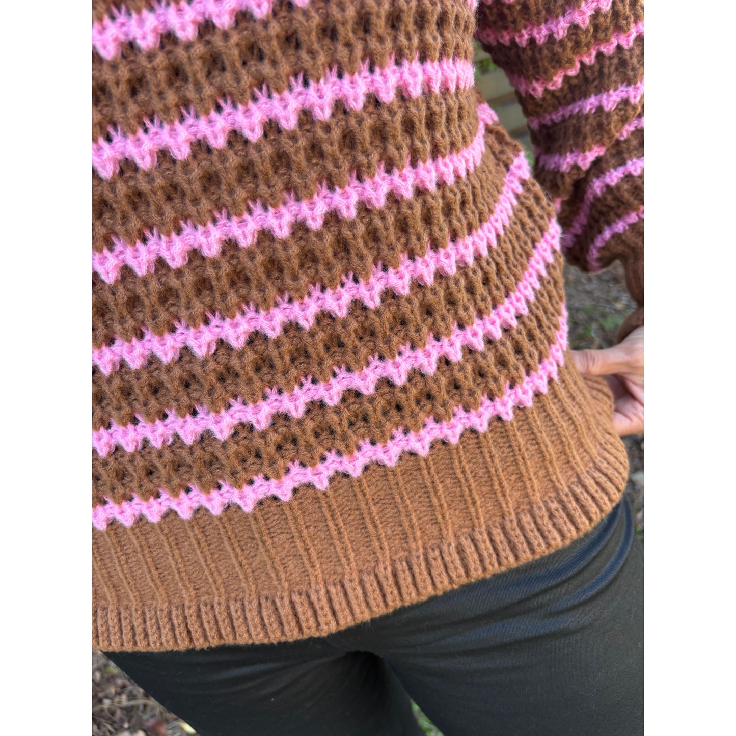 Sarah Striped Crochet Knit Sweater
