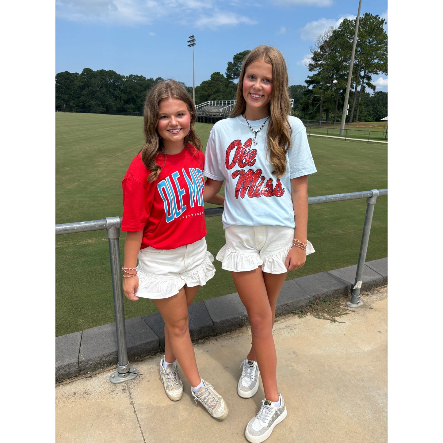 Flared Ruffle White Denim Shorts