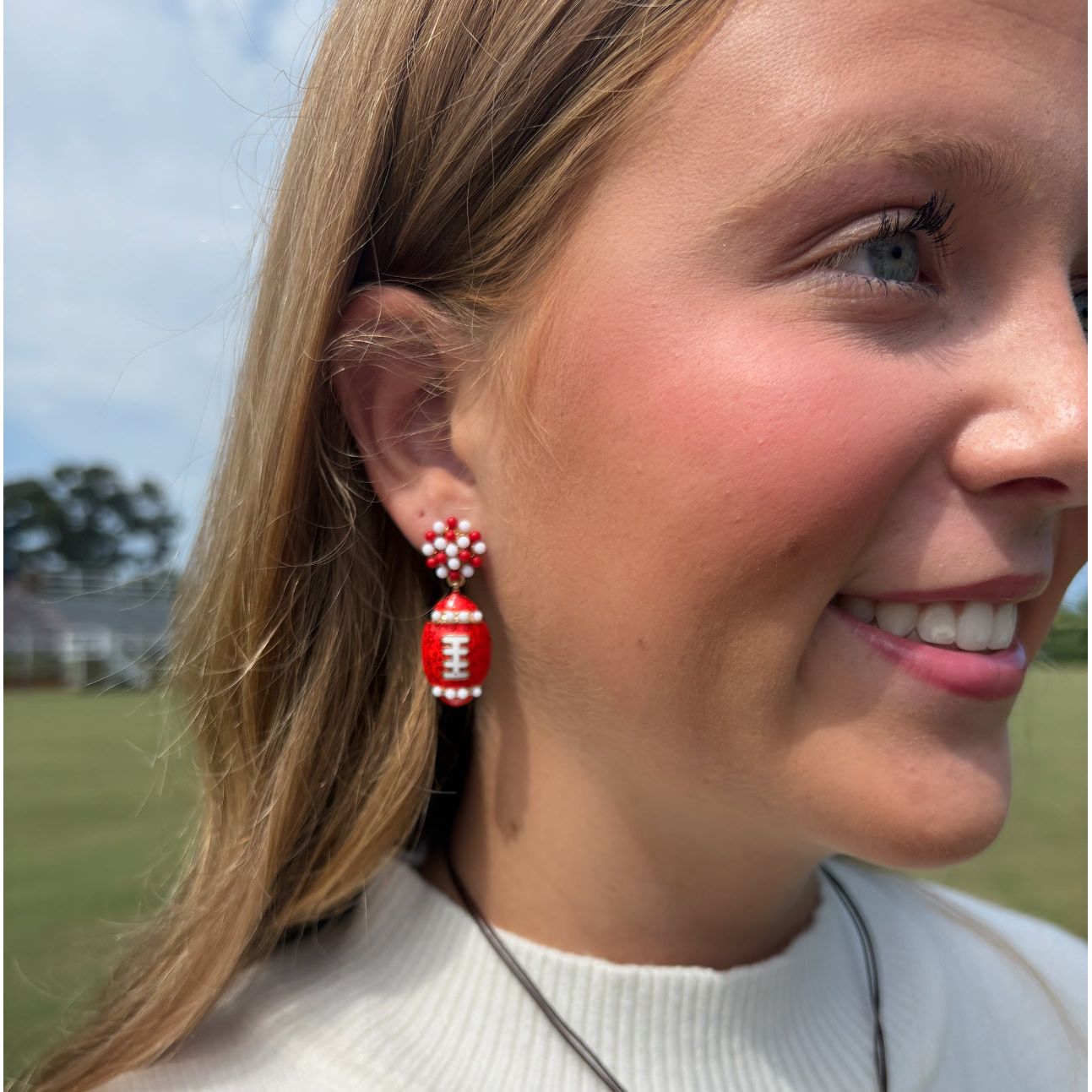 Adler Football Earring Red White