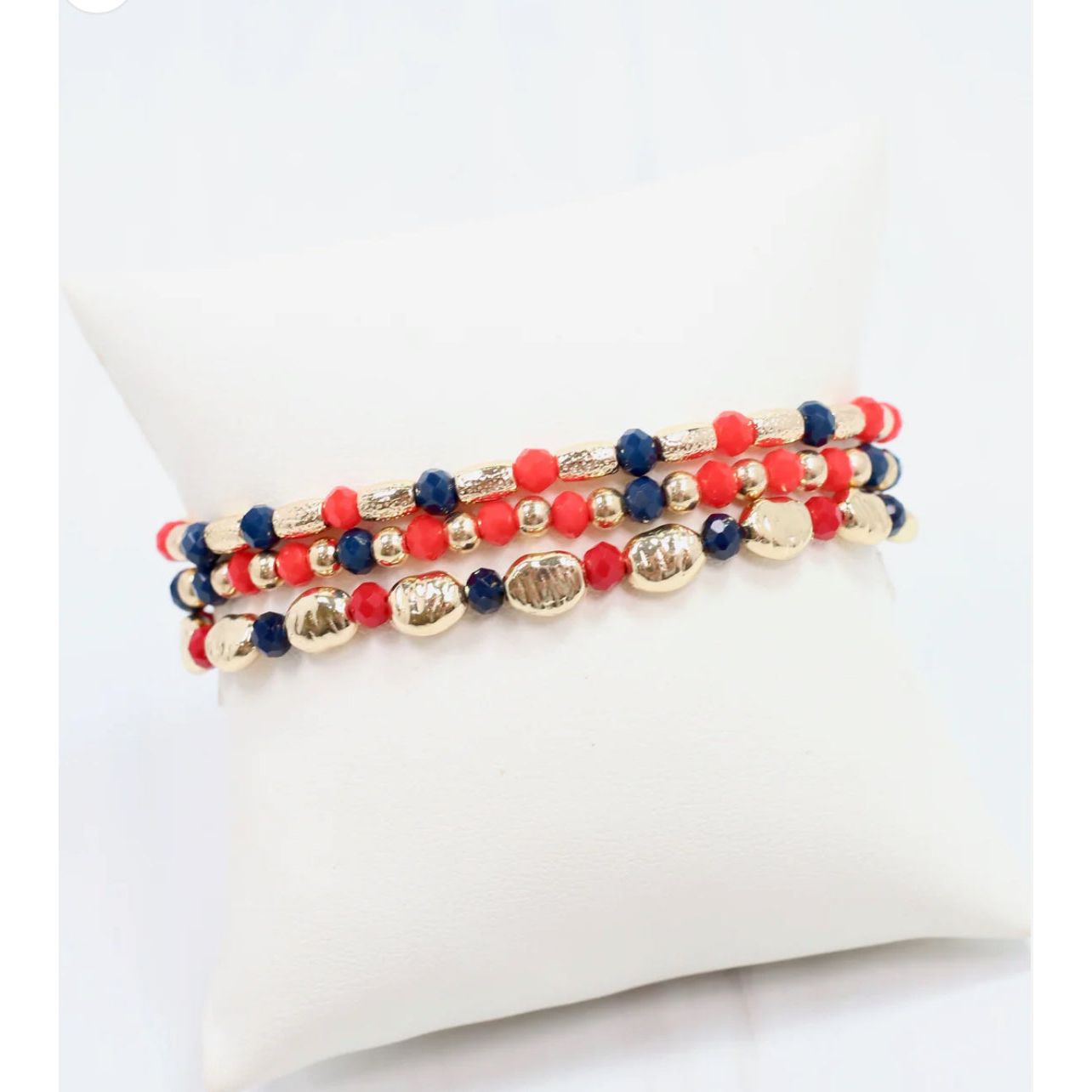 Spirit Beaded Bracelet Set Navy Red