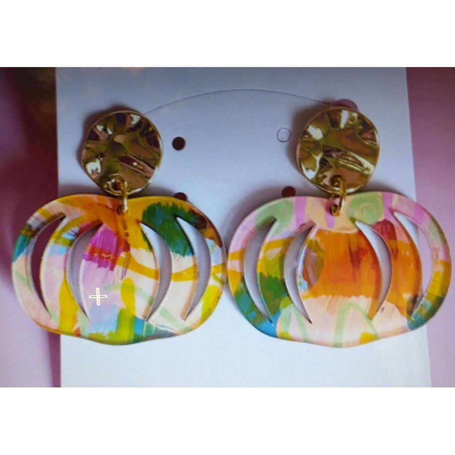 Painted Pumpkin Earring - Orange