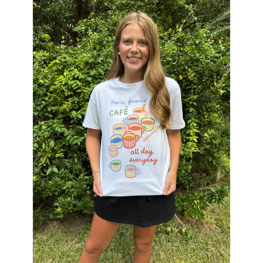 Paris, France Cafe Graphic Tee