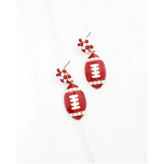 Adler Football Earring Burgundy White