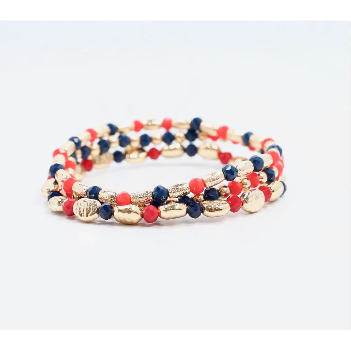Spirit Beaded Bracelet Set Navy Red
