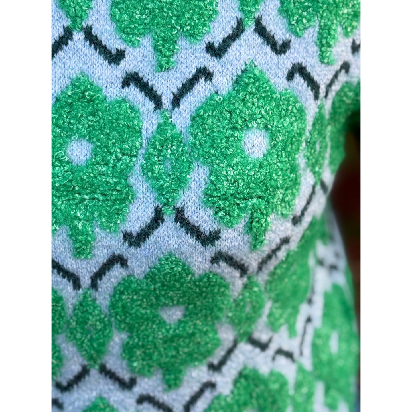 Fuzzy Texture Floral Sweater