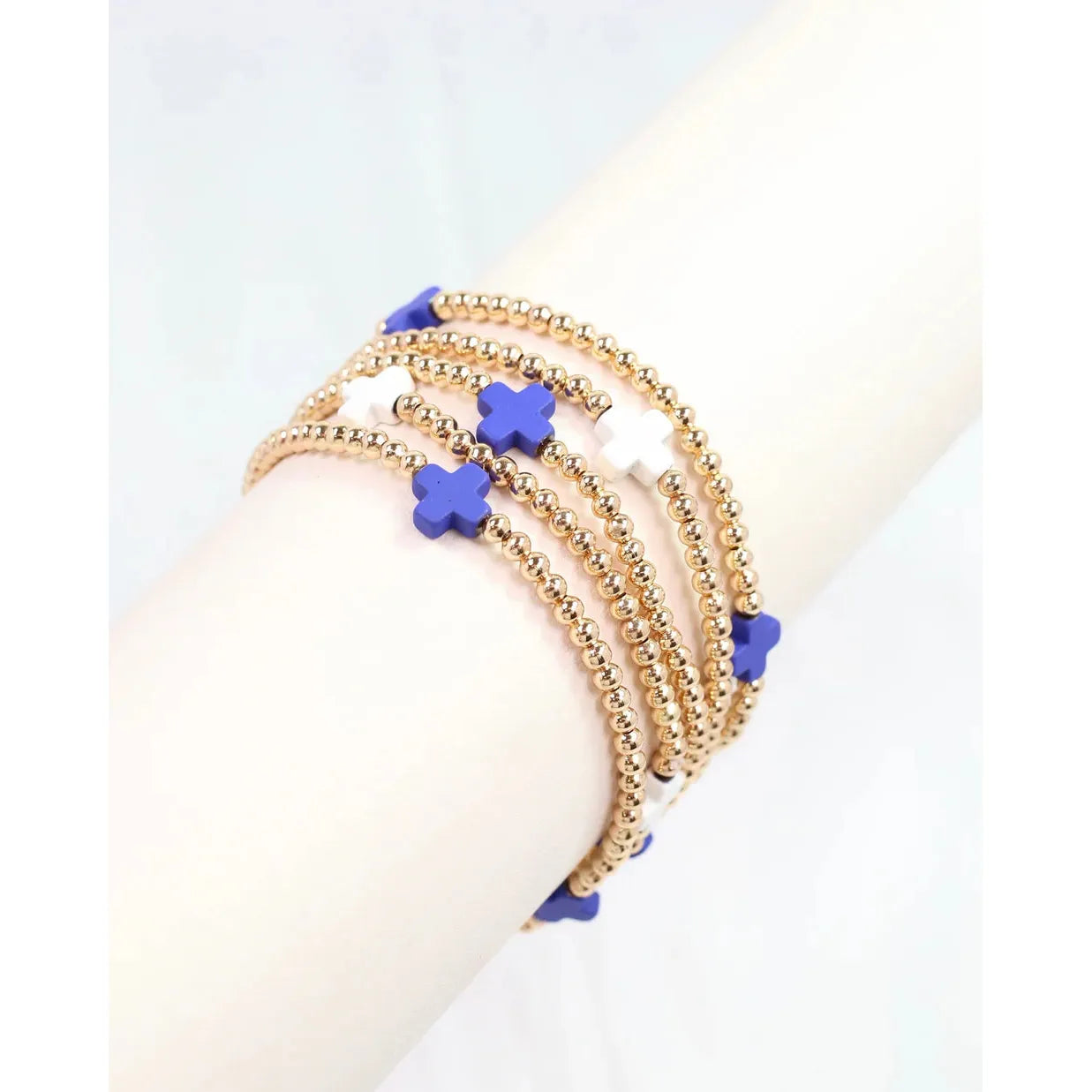 Brittany Cross Bracelet Set Blue White
