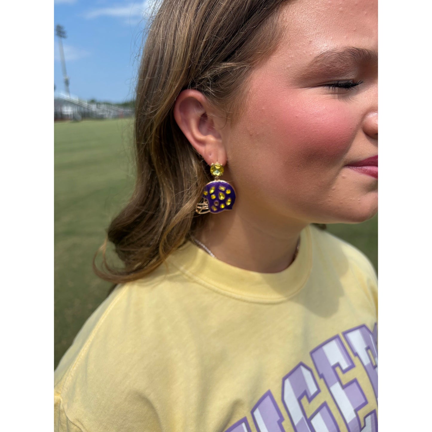 Halsey Helmet Earrings Purple Gold