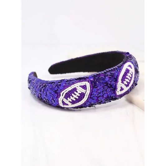 Punt Football Sequin Headband Purple