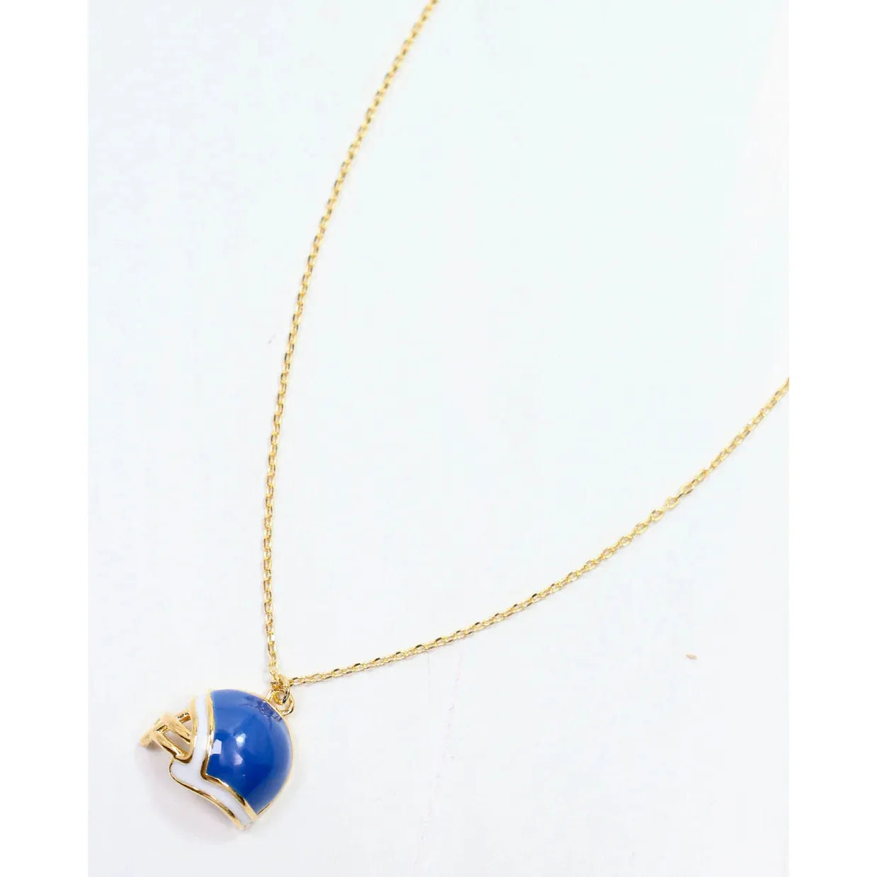 Enamel Helmet Necklace Blue White