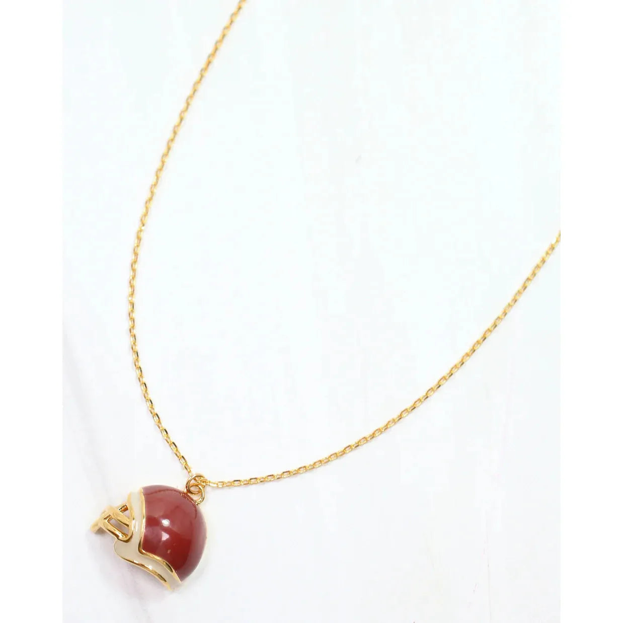 Enamel Helmet Necklace Garnet Gold