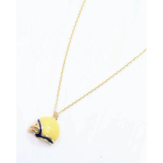 Enamel Helmet Necklace Navy Gold