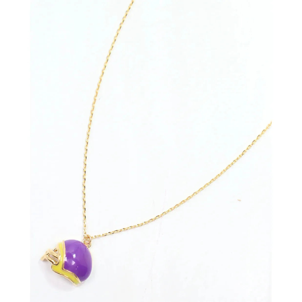 Enamel Helmet Necklace Purple Gold