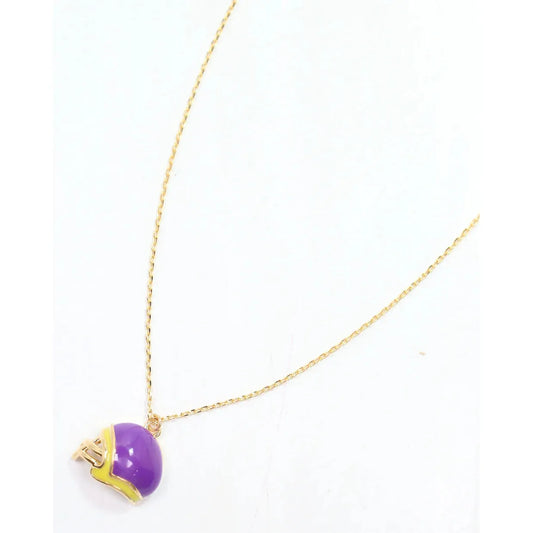 Enamel Helmet Necklace Purple Gold