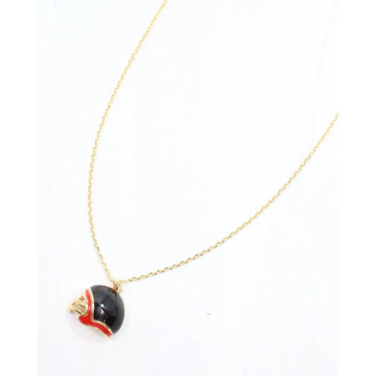 Enamel Helmet Necklace Red Black