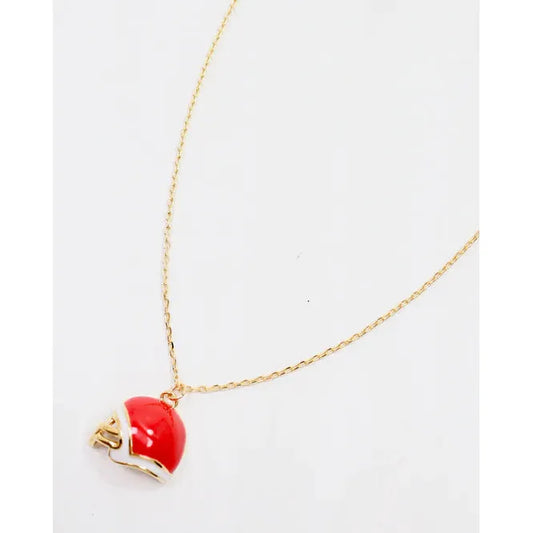 Enamel Helmet Necklace Red White