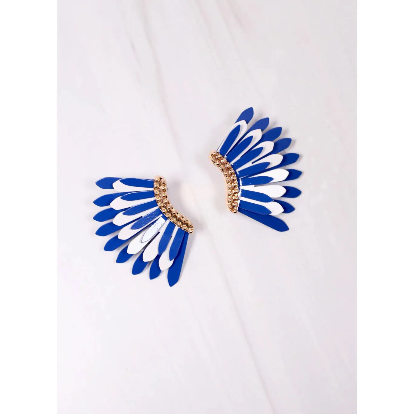 Fernie Metal Fan Earring Blue