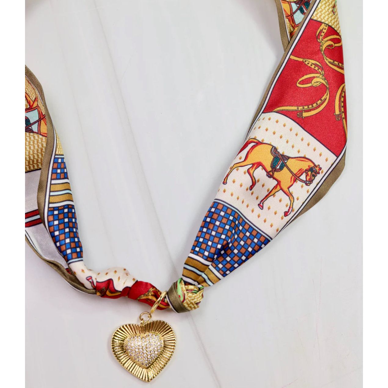 Lillie Scarf Charm Necklace Burgundy Gold