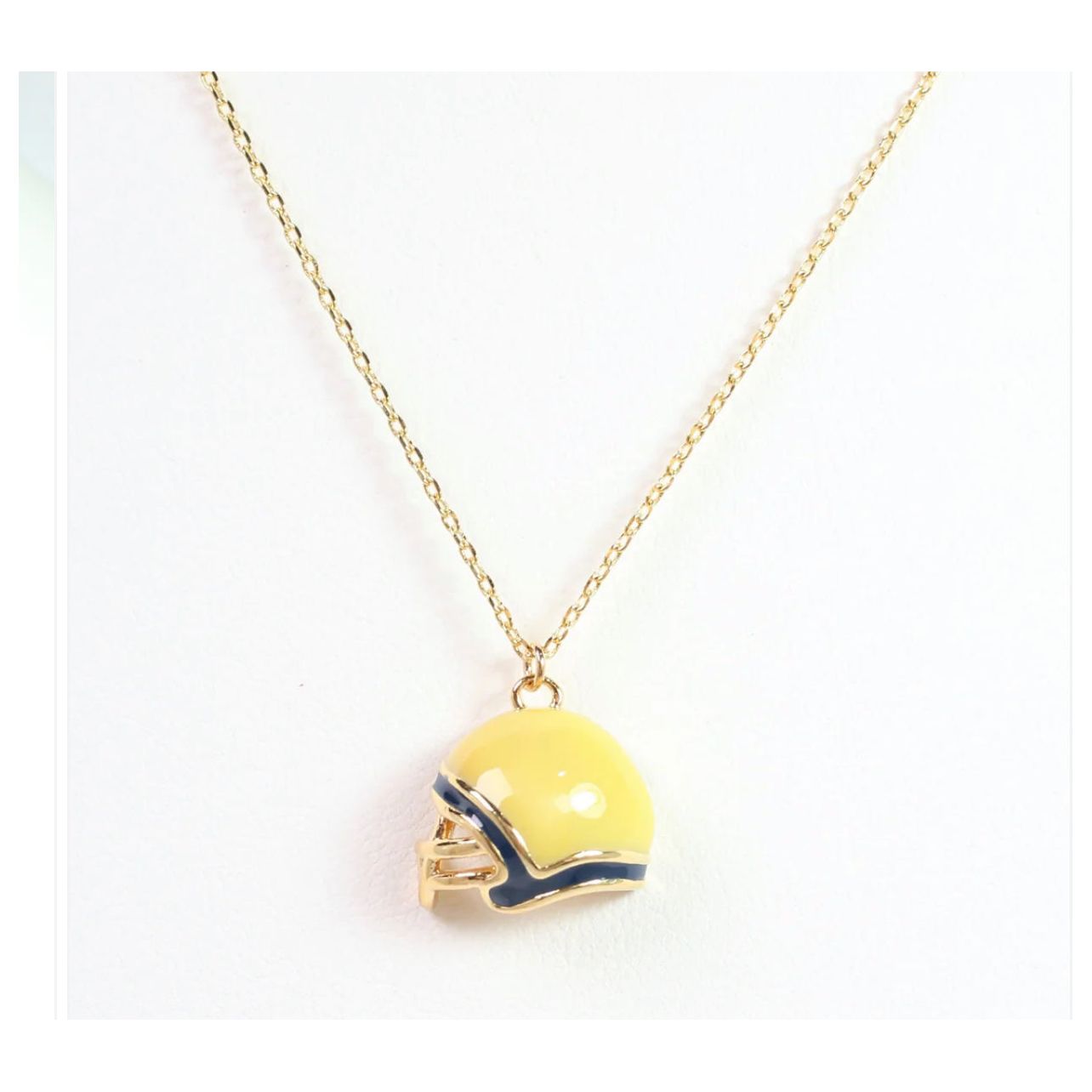 Enamel Helmet Necklace Navy Gold