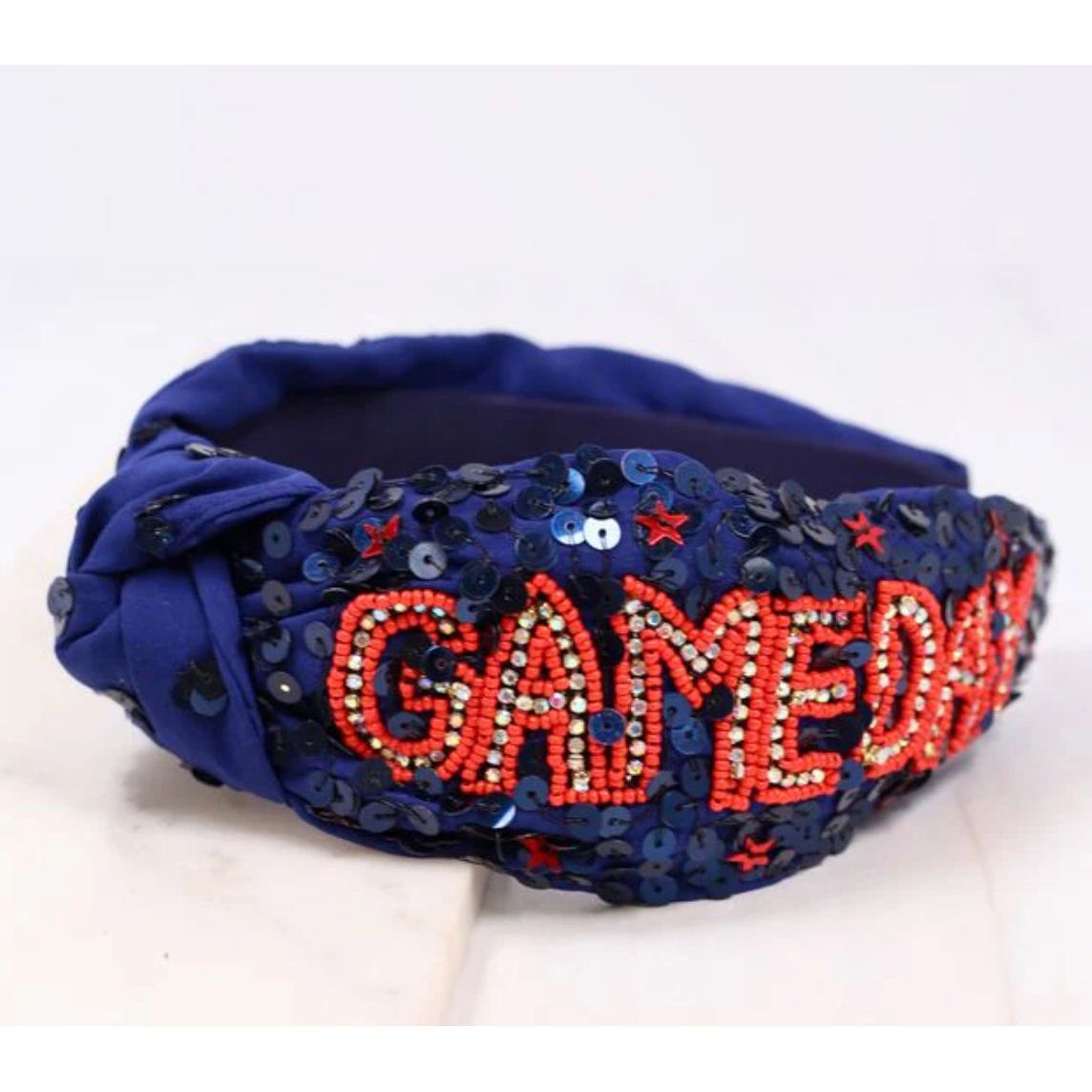 Game Day Sequin Headband Navy Red