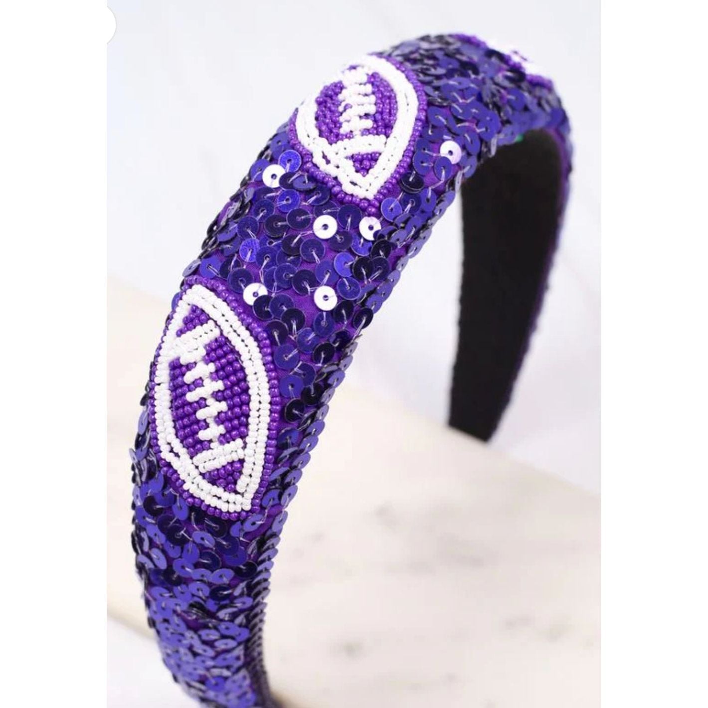 Punt Football Sequin Headband Purple