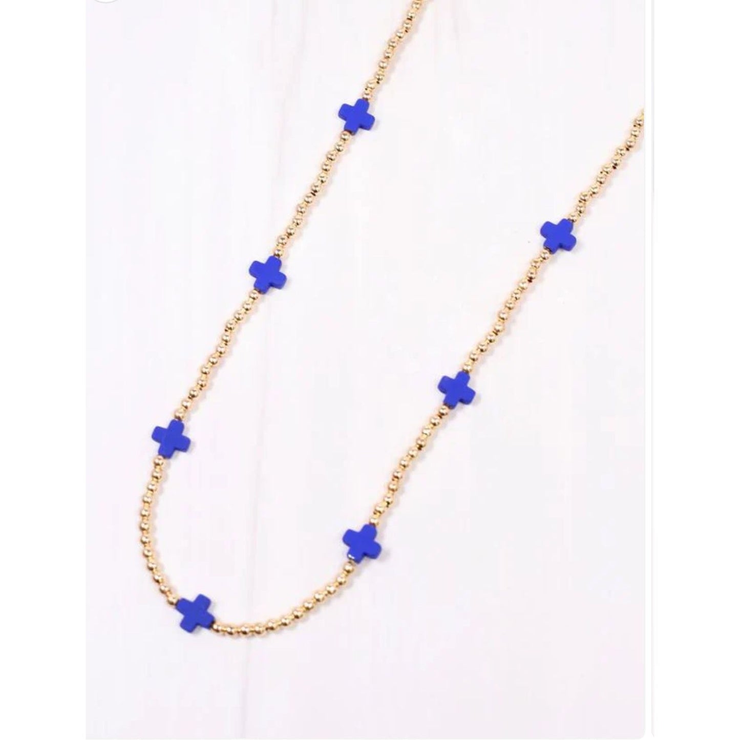 Kathy Necklace with Crosses Blue