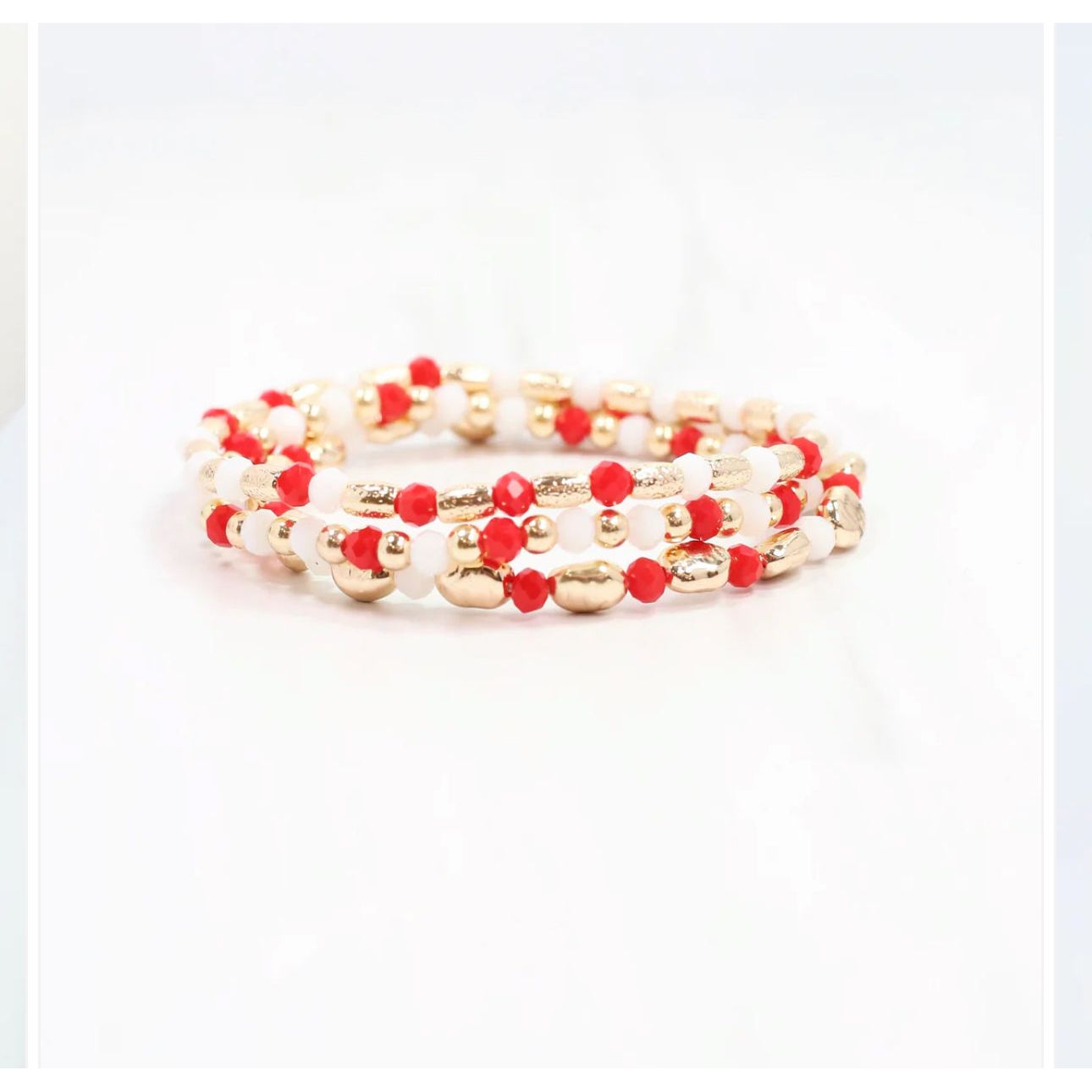 Spirit Beaded Bracelet Set Red White
