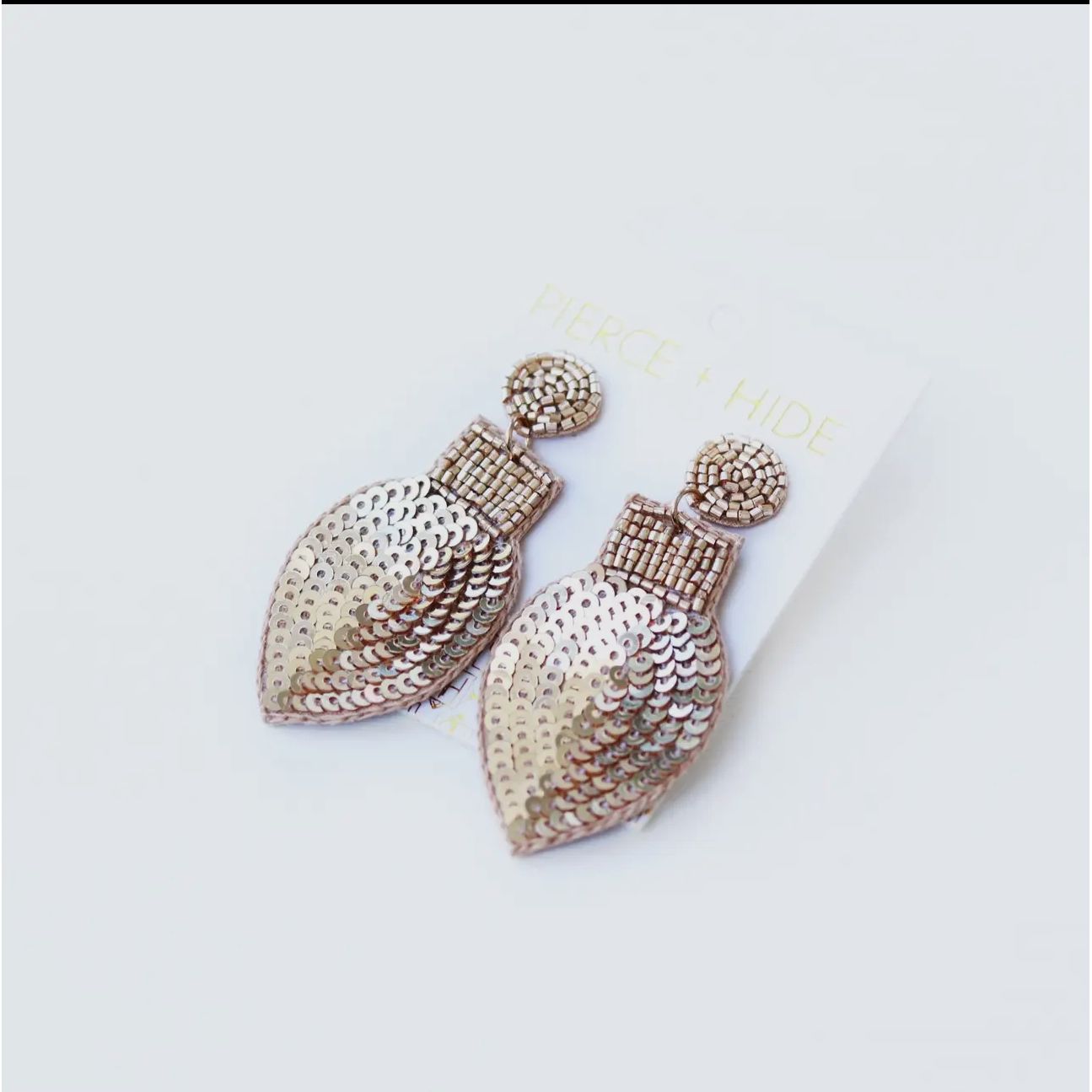 Custom Sequin Bulb Earrings - Gold