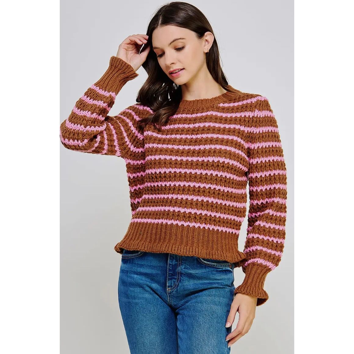 Sarah Striped Crochet Knit Sweater