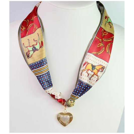 Lillie Scarf Charm Necklace Burgundy Gold