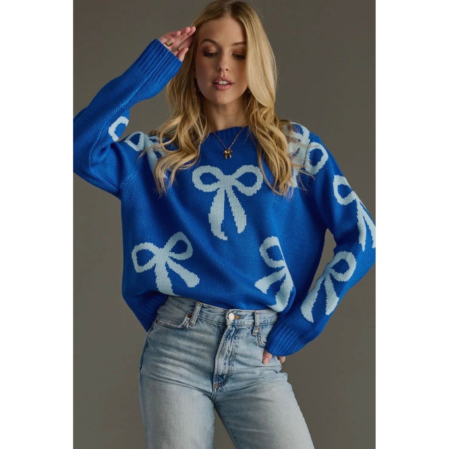 Blue Bow Sweater