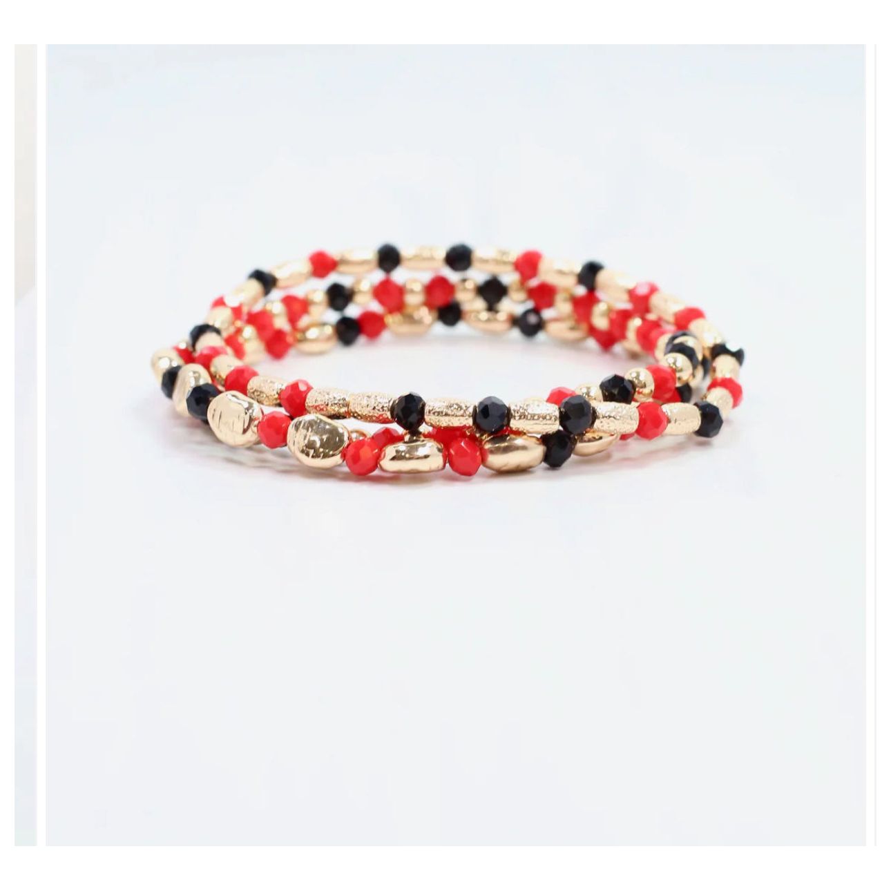 Spirit Beaded Bracelet Set Red Black