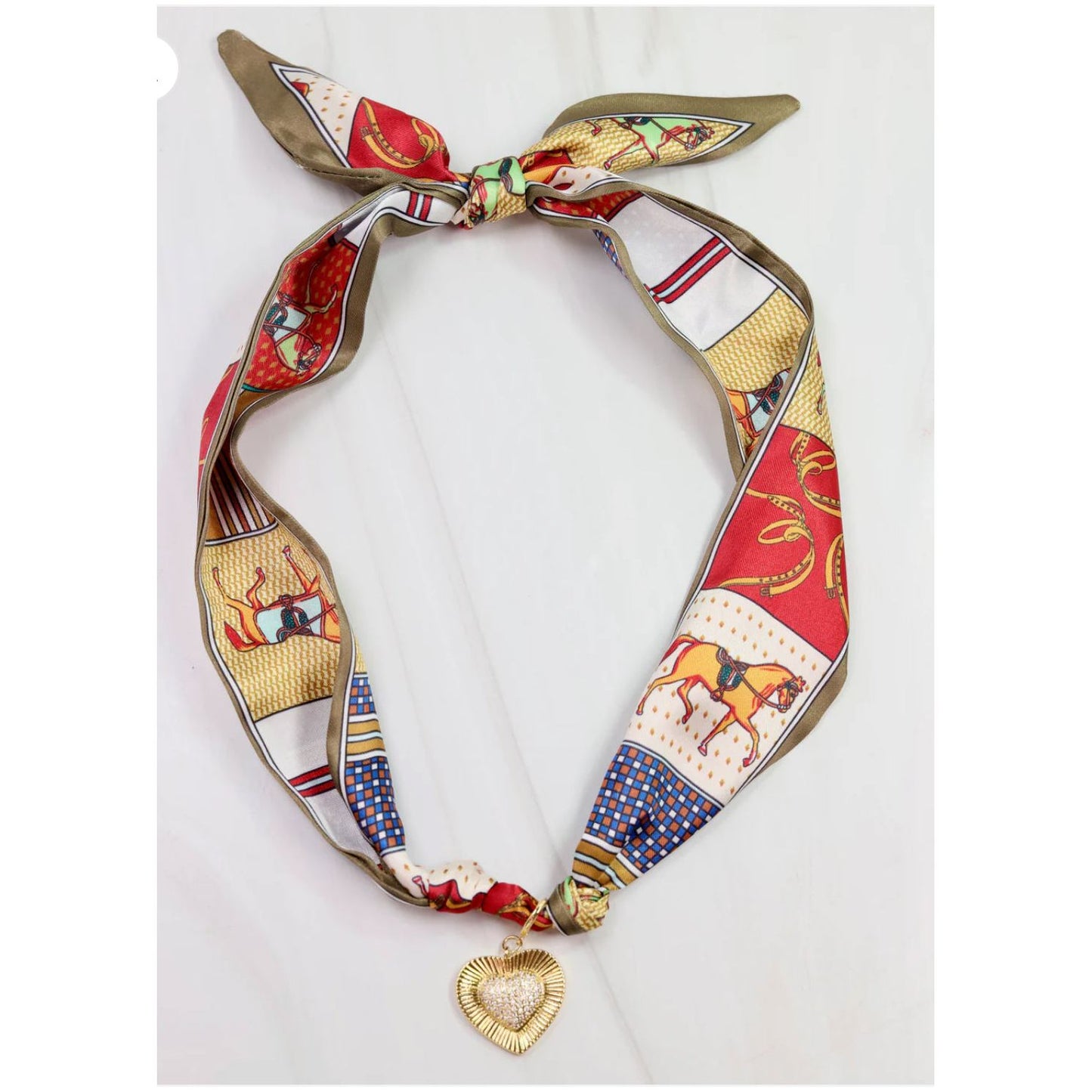Lillie Scarf Charm Necklace Burgundy Gold