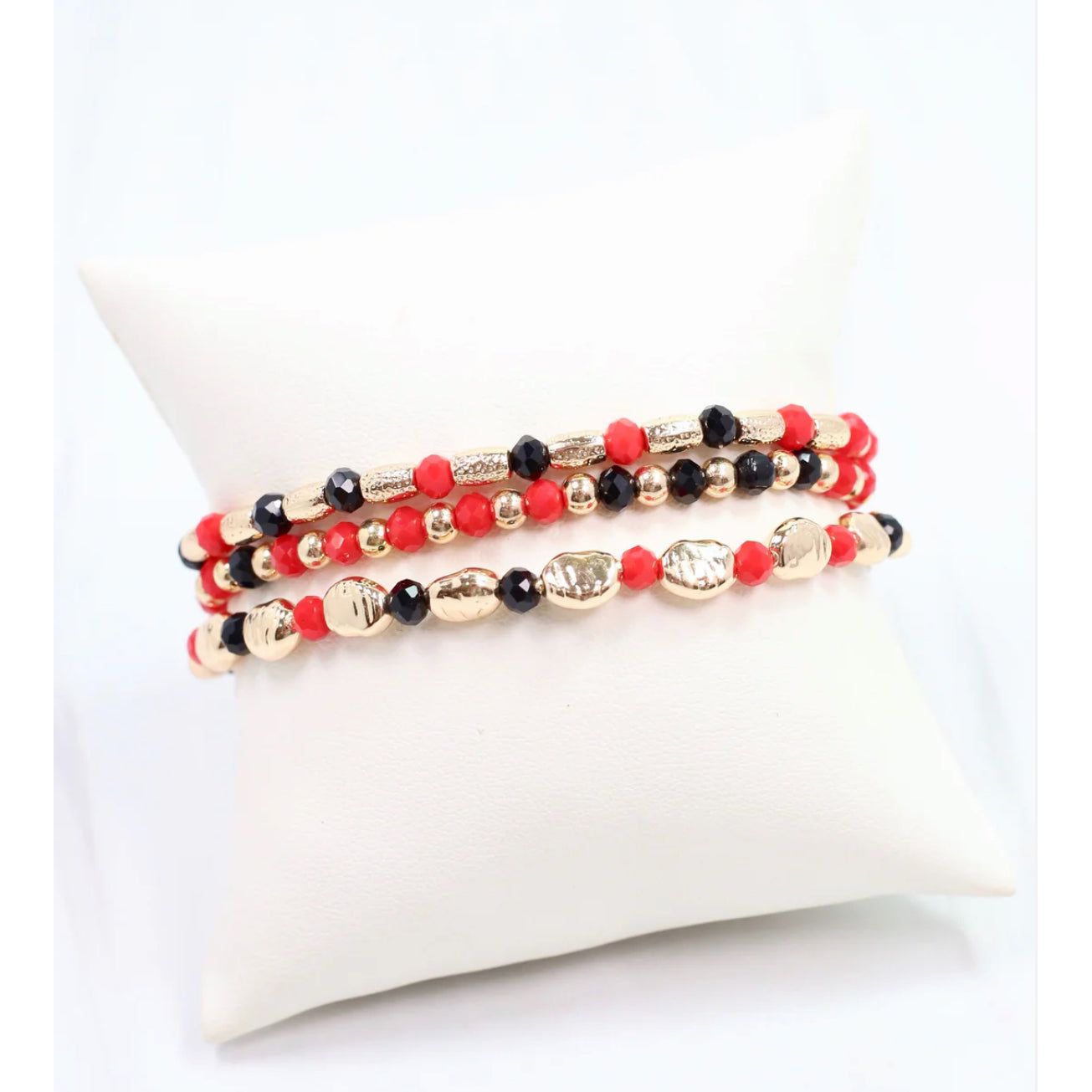 Spirit Beaded Bracelet Set Red Black