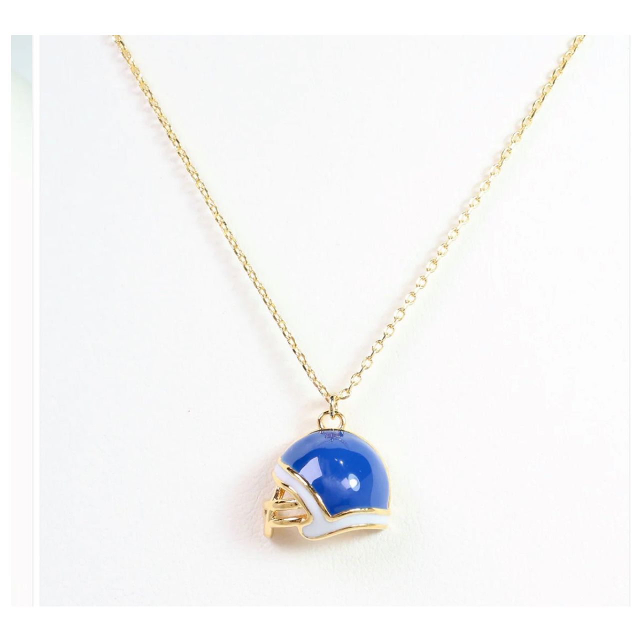 Enamel Helmet Necklace Blue White