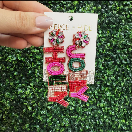 Custom Beaded Holly Jolly Earrings