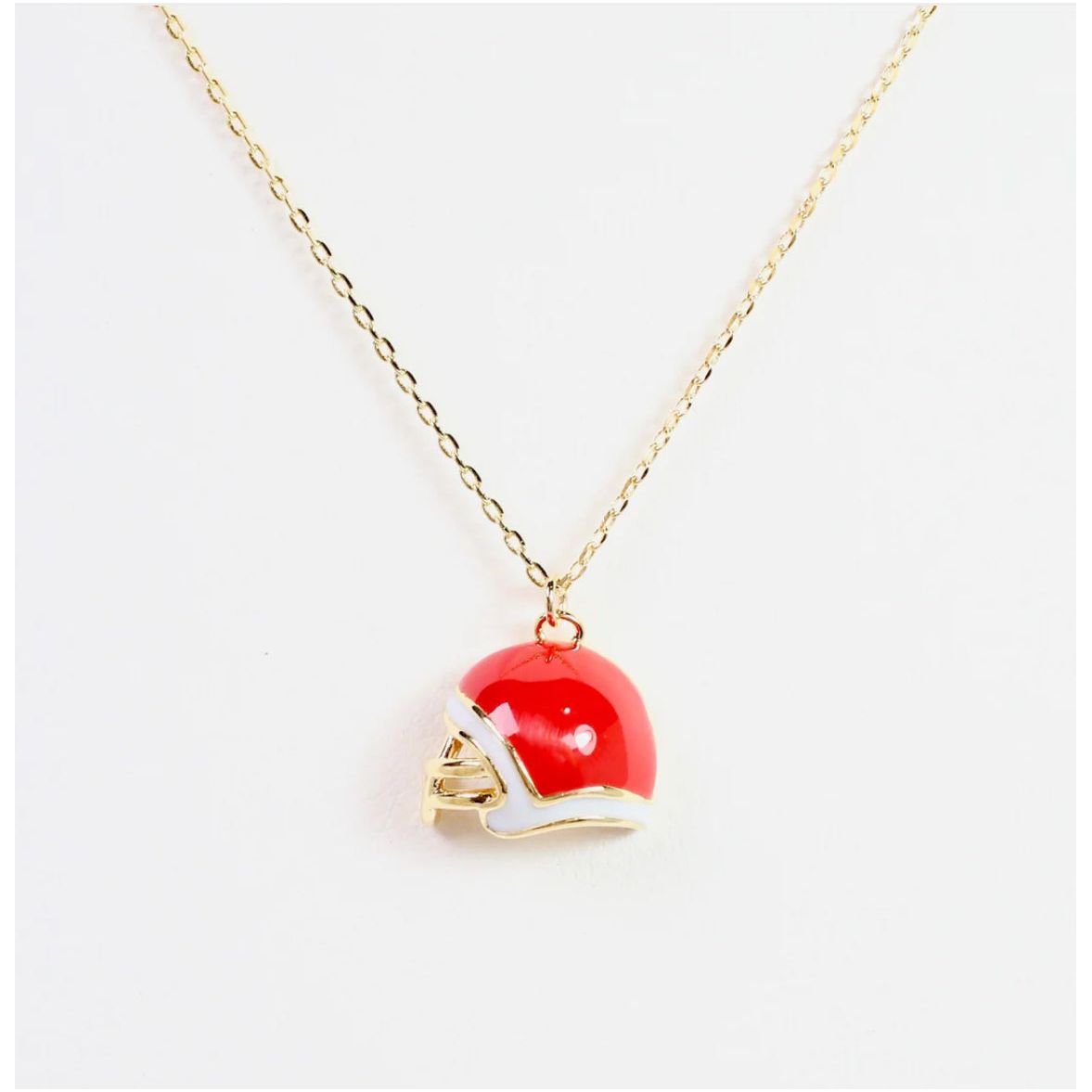 Enamel Helmet Necklace Red White